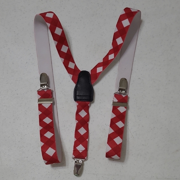 Red and White Checkered Suspenders - Picture 1 of 4
